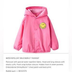 Zara Kids SmileyWorld Pink Raincoat